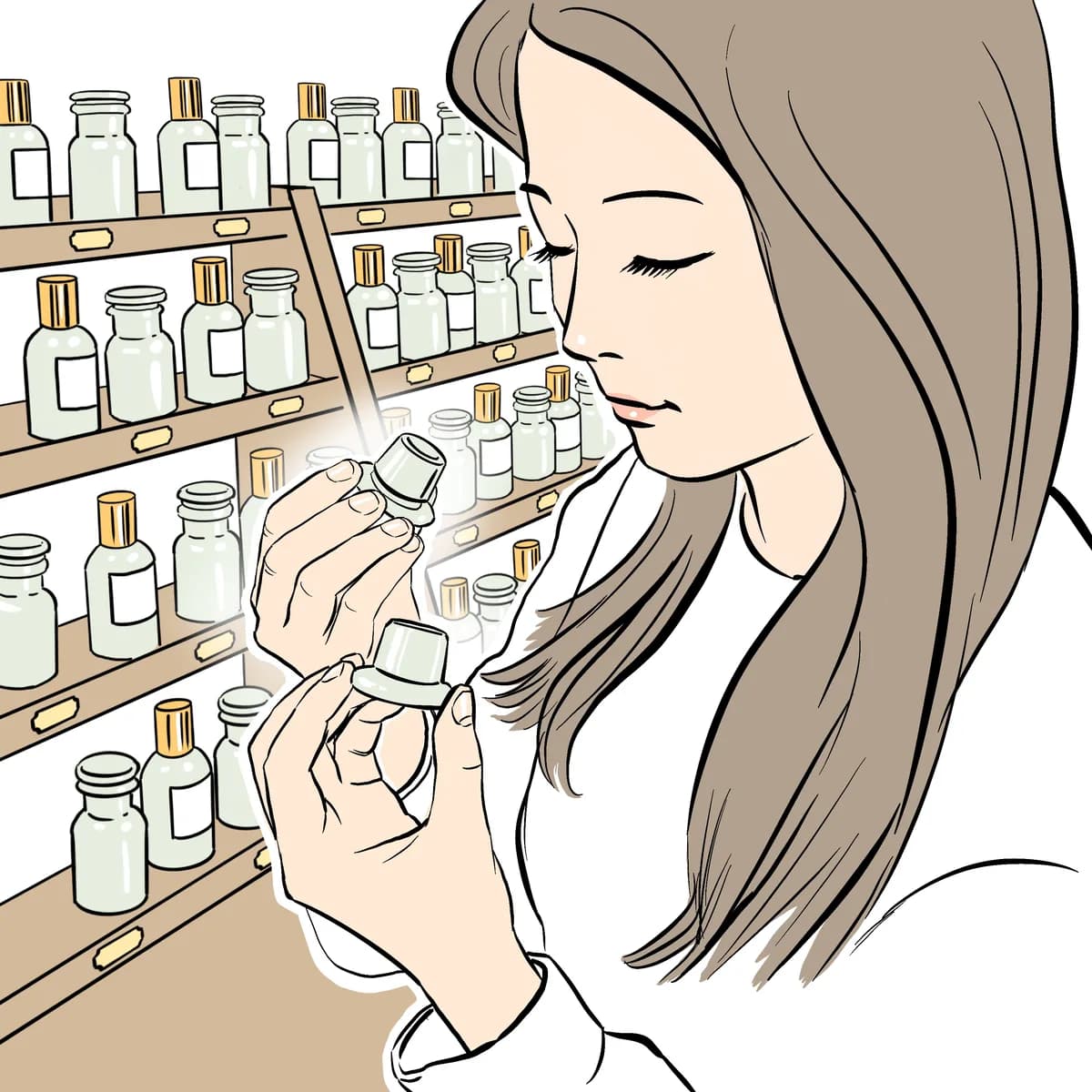 Fragrance-making step 2, smelling two selected scents together