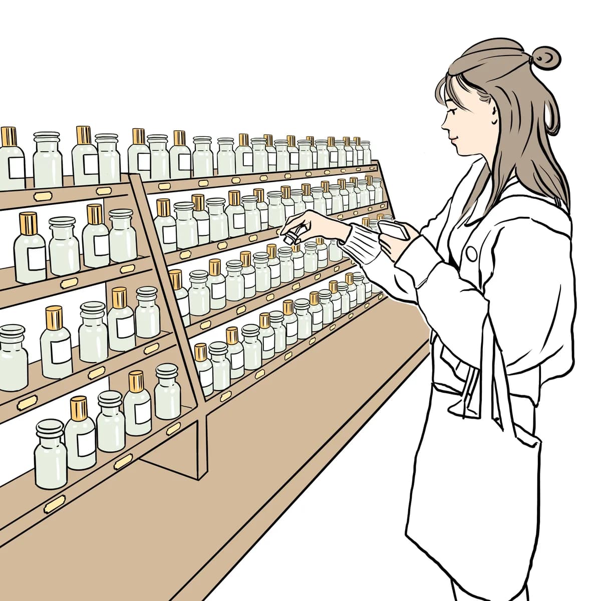Fragrance-making step 1, discussing scent preferences and exploring a suggested shortlist